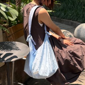 Ice Blue Lazy Tote Bag - Versatile Crossbody Shoulder Bag for Commuting, Trendy Summer Accessory, Blue Island Glimmer Design