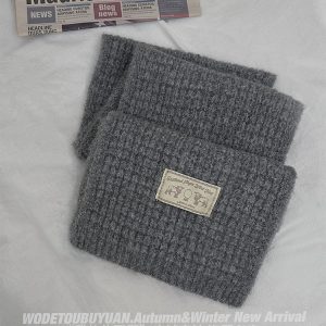 Iceland Blue Wool Blend Knitted Scarf for Women - Thick Solid Color Winter Neck Warmer