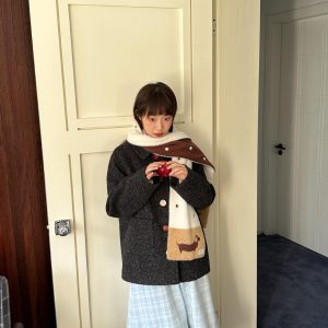 Iceland Cold Brew Plaid Lace A-Line Woolen Skirt with Elastic Waist - Blue Fall Fashion Essential