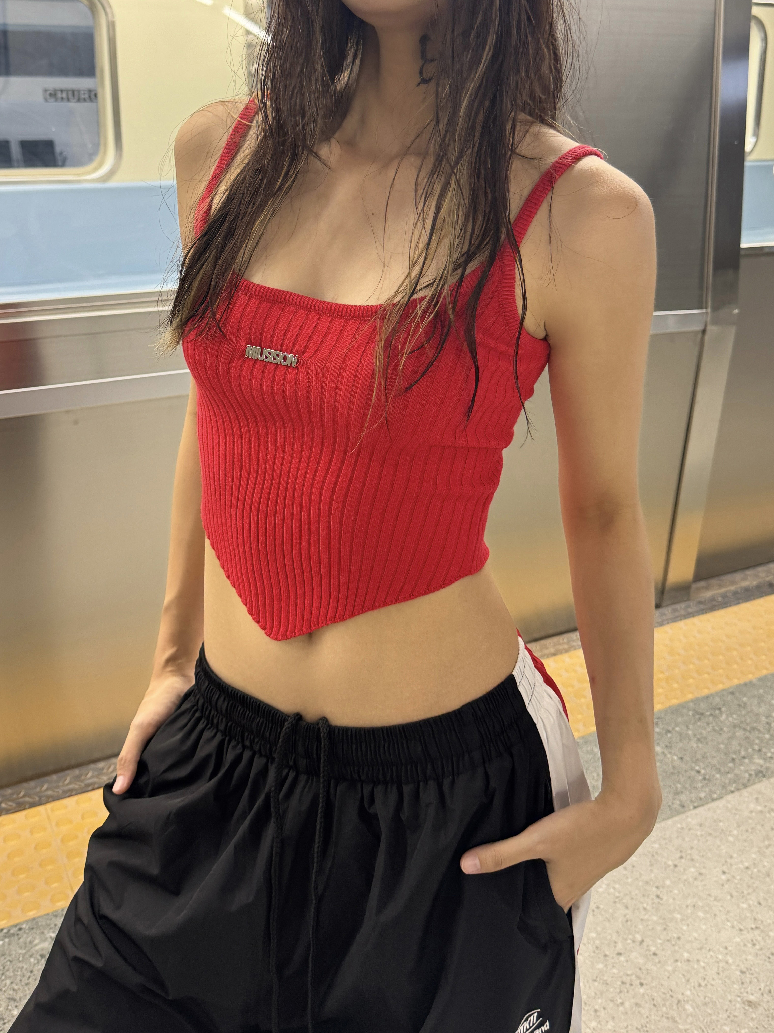 Irregular Knitted Camisole for Women - Sexy Summer Slim-Fit Top, American Style, Heatstroke Vibe, Perfect for Y2K Fashion