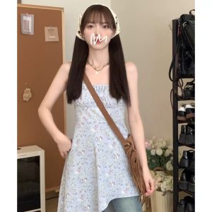 Irregular Layered Camisole Dress with Sweet Waist-Cinching Detail - Perfect Spring Outfit with Jeans for Date Night