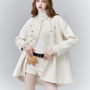 Jade Ice River Shattered Diamond Cloak - Woolen Coat for Spring Summer - Elegant Tycoon Heiress Style
