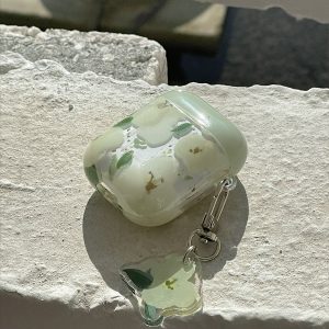 Japanese-Inspired Silicone AirPods Case for 1st & 2nd Gen, 3 Pro - Cute Daytime Camellia Design, Couples Headphone Shell