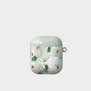 Japanese-Inspired Silicone AirPods Case for 1st & 2nd Gen, 3 Pro - Cute Daytime Camellia Design, Couples Headphone Shell