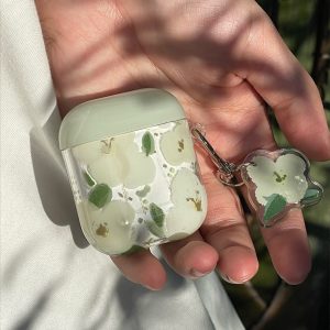 Japanese-Inspired Silicone AirPods Case for 1st & 2nd Gen, 3 Pro - Cute Daytime Camellia Design, Couples Headphone Shell