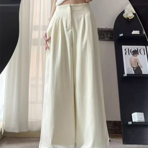 Japanese Lace Trim Wide-Leg Pants for Women - Casual Slimming Straight-Leg Trousers, Summer New Arrival, Versatile Style