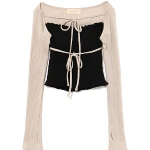Japanese Niche Style Pleated Strapless Tank Top and Long Sleeve Knitted Cardigan Two-Piece Set - Stretchy Fashion Essential