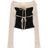 Japanese Niche Style Pleated Strapless Tank Top and Long Sleeve Knitted Cardigan Two-Piece Set - Stretchy Fashion Essential