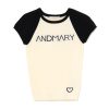 Japanese Style Color Block Splicing Short Sleeve T-Shirt for Women - Sweet Slim Fit Top, Summer 2023 Fashion Trend