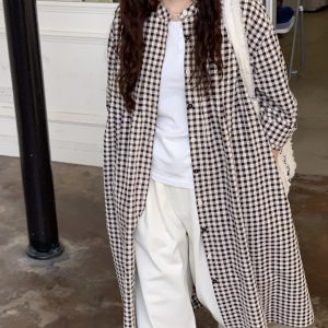 Japanese-Style Plaid Shirt Dress - Loose & Versatile with Flattering Silhouette for Spring/Summer, Artistic Casual Fashion