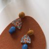 Japanese-Style Retro Long Earrings in Yellow and Blue - Versatile Resin Design for Y2K and 90s Fashion Lovers