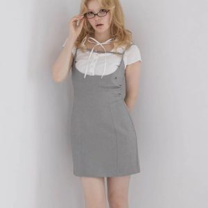 Japanese-Style Slim-Fit Camisole Dress with Short Sleeve Shirt Two-Piece Set - Summer College Wind Fashion
