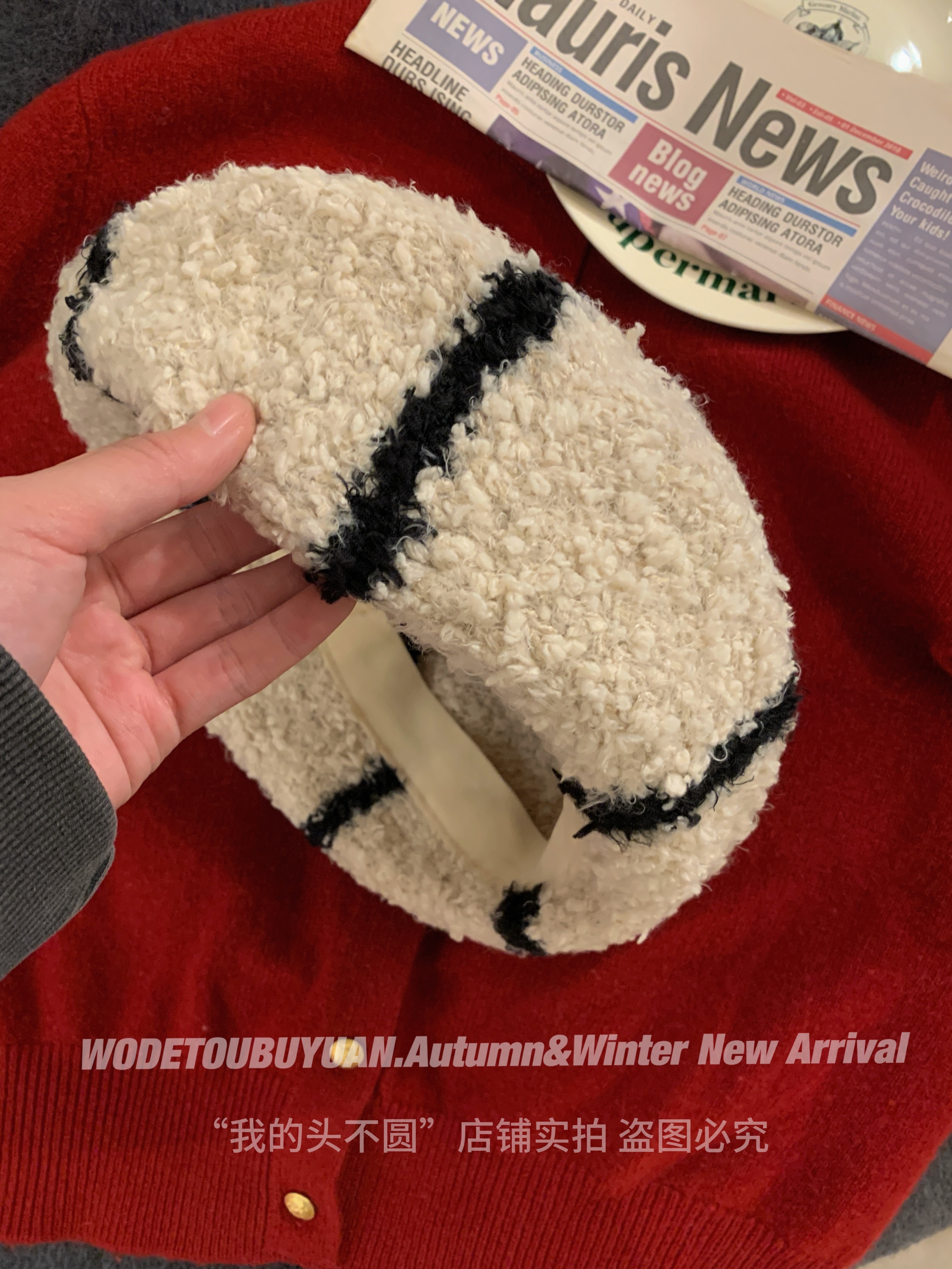 Japanese-Style Striped Beret 2024 - Plush Painter Hat for Small Faces, Big Heads, Y2K Aesthetic Fashion Accessory