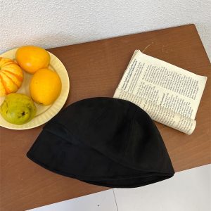 Japanese-Style Suede Fisherman Hat for Women - Slouchy Octagonal Beret, Face-Covering, Trendy Autumn/Winter Accessory, Large Head Circumference