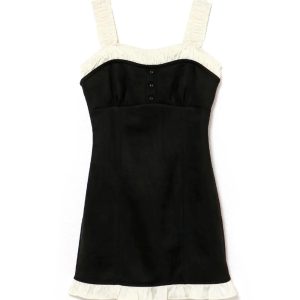 Japanese Summer Sweet Slim Fit Ruffled Lace Camisole Dress - Short Skirt for Women, Perfect for Y2K and 90s Fashion