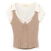 Japanese Sweet College Style Slim-Fit Short Sleeve Shirt & Knitted Vest Two-Piece Set for Summer Fashion
