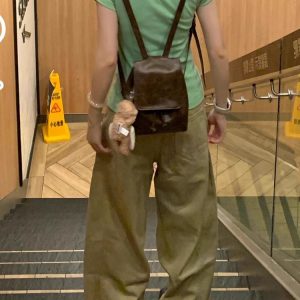 Khaki Curved Blade Workwear Jeans for Women - Loose Slimming Straight Wide-Leg Summer Pants, American Style Fashion