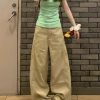 Khaki Curved Blade Workwear Jeans for Women - Loose Slimming Straight Wide-Leg Summer Pants, American Style Fashion