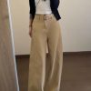 Khaki High-Waisted Wide-Leg Jeans for Women, Summer 2023 Loose-Fitting Casual Pants, Slimming Draped Style
