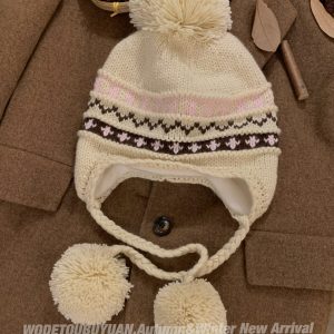 Knitted Wool Ear Protection Hat for Women - Small Face Friendly, Autumn Winter Style, Feier Island Design, Warm Lei Feng Cap