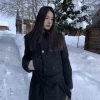Korean-Style Black Lapel Wool Coat for Women, Double-Breasted Tie Design, French Hepburn Style, Autumn Winter Fashion for Petite Sizes