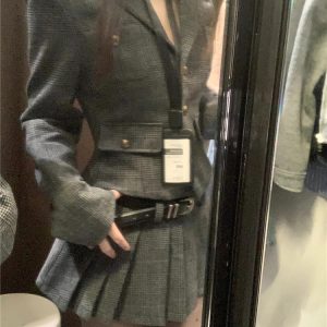 Korean Style Chanel-Inspired Two-Piece Outfit for Women, Autumn Winter Collection, Chic Look for Petite Figures, College Fashion