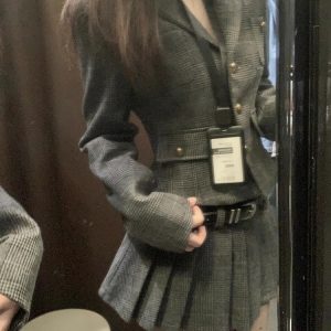 Korean Style Chanel-Inspired Two-Piece Outfit for Women, Autumn Winter Collection, Chic Look for Petite Figures, College Fashion