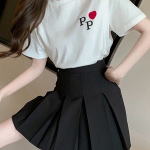 Korean-Style College Fashion Set for Women - Youthful Short-Sleeve T-Shirt & Pleated Skirt - Trendy Summer Outfit