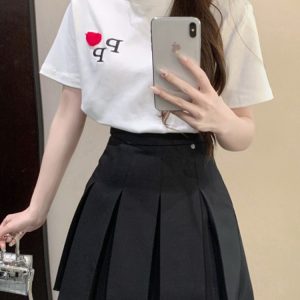 Korean-Style College Fashion Set for Women - Youthful Short-Sleeve T-Shirt & Pleated Skirt - Trendy Summer Outfit