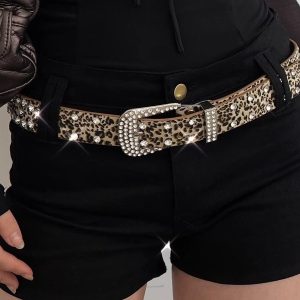 Korean Style Decorative Inlaid Leopard Print Denim Belt - Versatile Summer Accessory for Trendy Looks