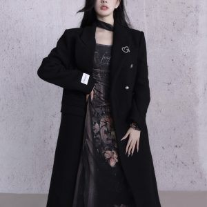 Korean Style Double-Breasted Woolen Coat for Women - 50% Wool, College-Inspired, Chic Main Character Look