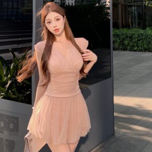 Korean Style Elegant Two-Piece Summer Dress Set for Women - Unique, Light, and Beautifully Designed Outfit
