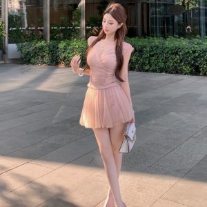Korean Style Elegant Two-Piece Summer Dress Set for Women - Unique, Light, and Beautifully Designed Outfit