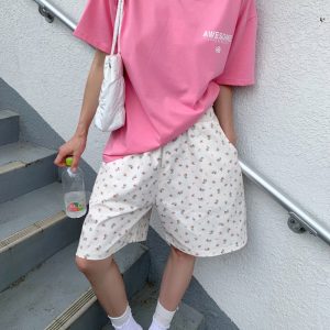 Korean Style Floral Slimming Casual Pants - Fresh & Age-Reducing Design for Effortless Everyday Wear