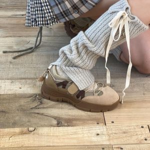 Korean Style GLOWNY Niche Strap Warm Mid-Tube Slouchy Leg Warmers - Versatile Two-Way Wear Socks for Women