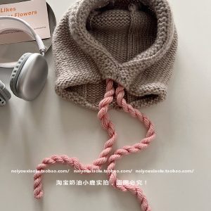 Korean Style Handmade Chunky Knit Balaclava Hat for Women - Cute Winter Beanie with Warm Ear Protection