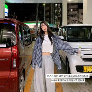 Korean Style Handmade Plaid Thin Sun Protection Shirt - Lightweight Summer Layering Top for Fashionable Outdoor Wear
