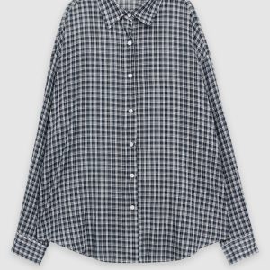 Korean Style Handmade Plaid Thin Sun Protection Shirt - Lightweight Summer Layering Top for Fashionable Outdoor Wear