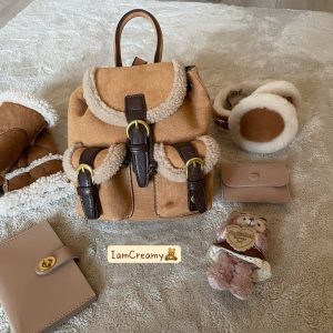 Korean Style Handmade Teddy Bear Mini Backpack - Versatile Suede Plush Double Shoulder Bag for Y2K Fashion