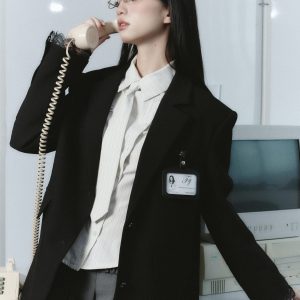 Korean Style High-Quality Textured Heavy Work Suit Coat for Spring Summer - Cool College Wind Fashion Outerwear