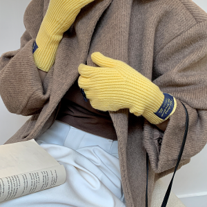 Korean Style Knitted Touch Screen Gloves for Women - Winter 2024 Bowknot Design, Warm Split Finger Fashion Accessories