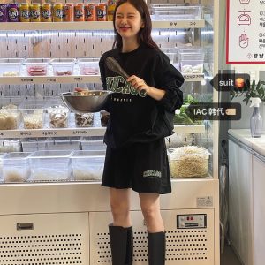 Korean Style Lettered Sports Suit - Cute All-Season Activewear for Women, Perfect for Gym and Casual Wear