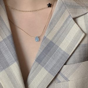 Korean Style Mini Water Droplet Pendant Necklace - Elegant & Trendy Jewelry Accessory for Any Outfit