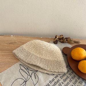 Korean-Style Minimalist Fluffy Texture Fisherman's Hat for Women – Casual and Versatile Bucket Hat Trend for Autumn and Winter