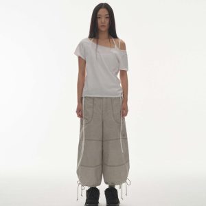 Korean Style Off-Shoulder White T-Shirt with Large Collar and Wing Print - 25ss Niche Design, Short Sleeve Fashion Top
