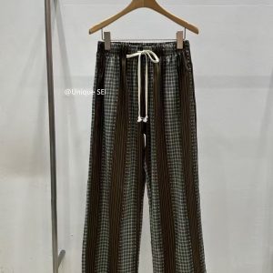 Korean-Style Plaid Patchwork Relaxed Summer Pants for Women - Elastic Waist, Drawstring, Versatile Loose Casual Trousers