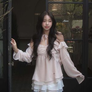 Korean Style Ruffled Strap Shawl Cardigan Set for Women - Blogger's Spring Summer Fashion Must-Have