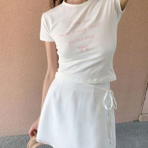 Korean Style Simple Letter Print Short Sleeve T-Shirt for Casual Wear - Trendy and Comfortable Summer Top