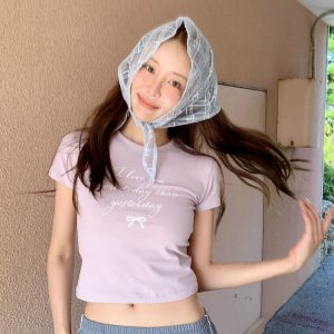 Korean Style Simple Letter Print Short Sleeve T-Shirt for Casual Wear - Trendy and Comfortable Summer Top