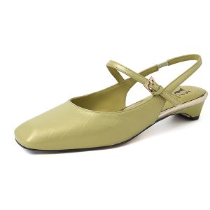 Korean-Style Square-Toe Low-Heel Backless Mary Jane Sandals - Comfortable Genuine Leather Summer Shoes for Women